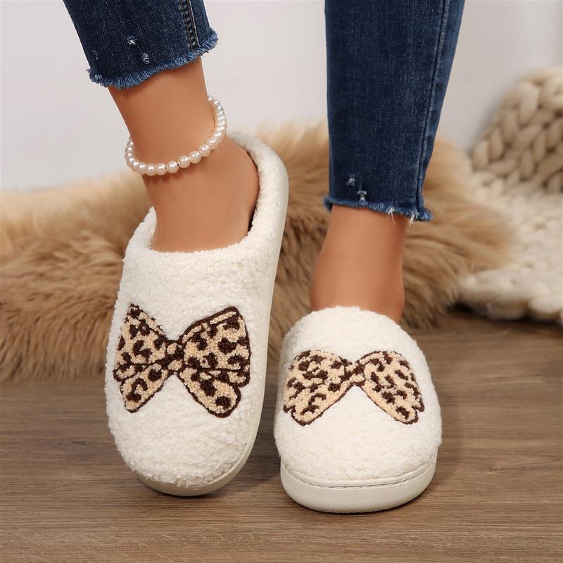 Slippers For Women Bow Slippers Memory Foam Slippers Slip On Plush Fluffy Warm House Shoes Indoor Outdoor Winter Warm Mini Snow Boots