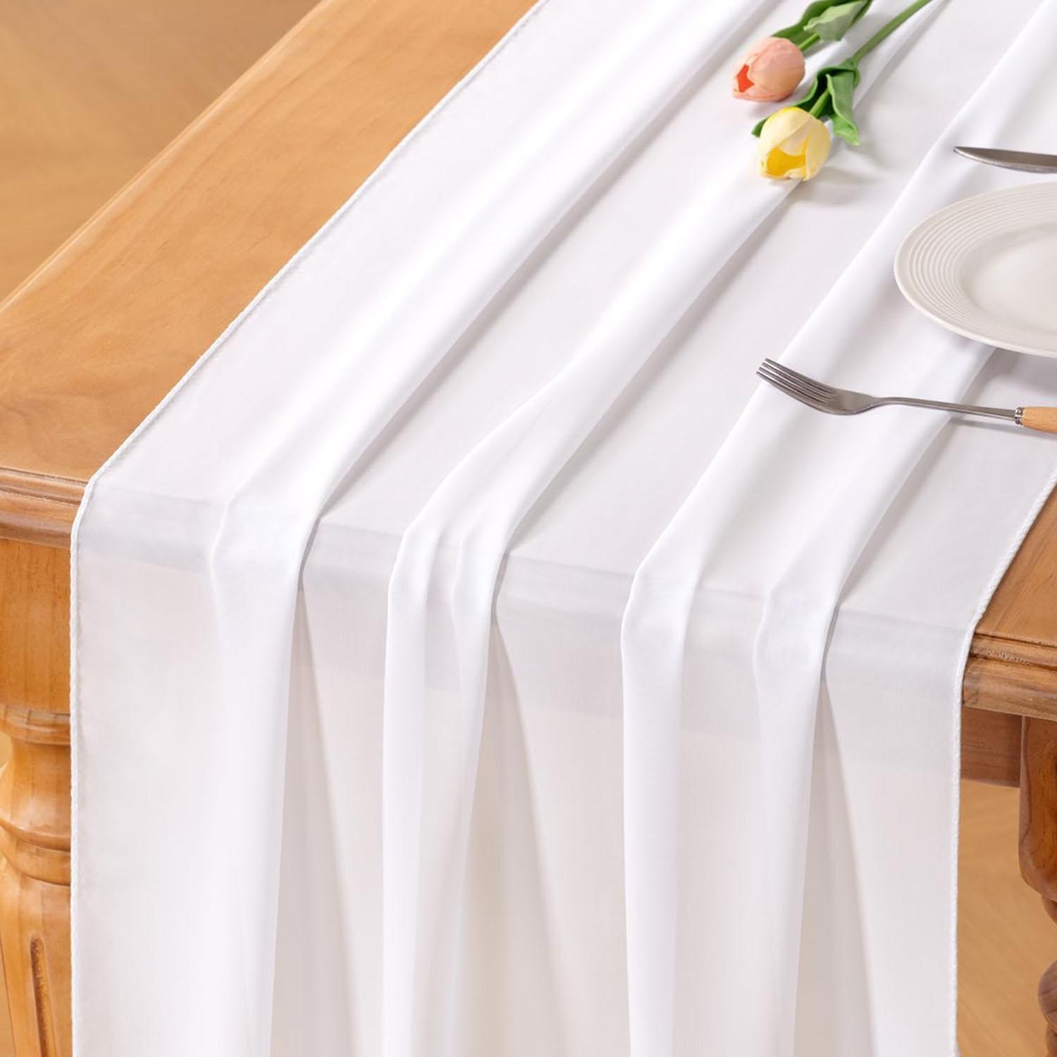 Solid Color Table Runner, Modern Simple Chiffon Table Runner, Decorative Tablecloth for Home Kitchen Dining Room Wedding Party