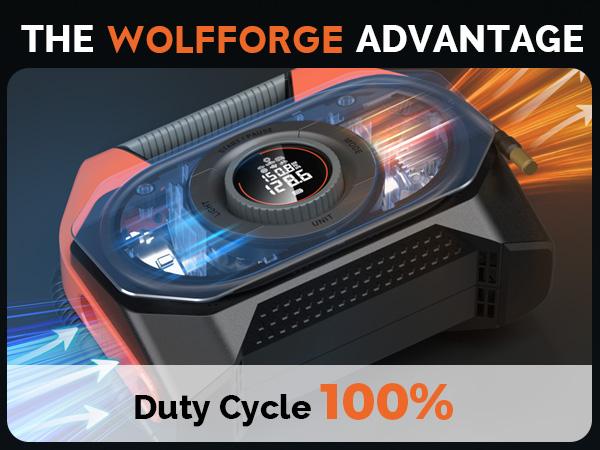 ETENWOLF VORTEX S6 Tire Inflator Portable Air Compressor for Heavy-duty Vehicles, Cordless Air Pump for Car & Inflatables with 19200mAh Battery, 100% Duty Cycle & Dual Cylinder Bike Pump