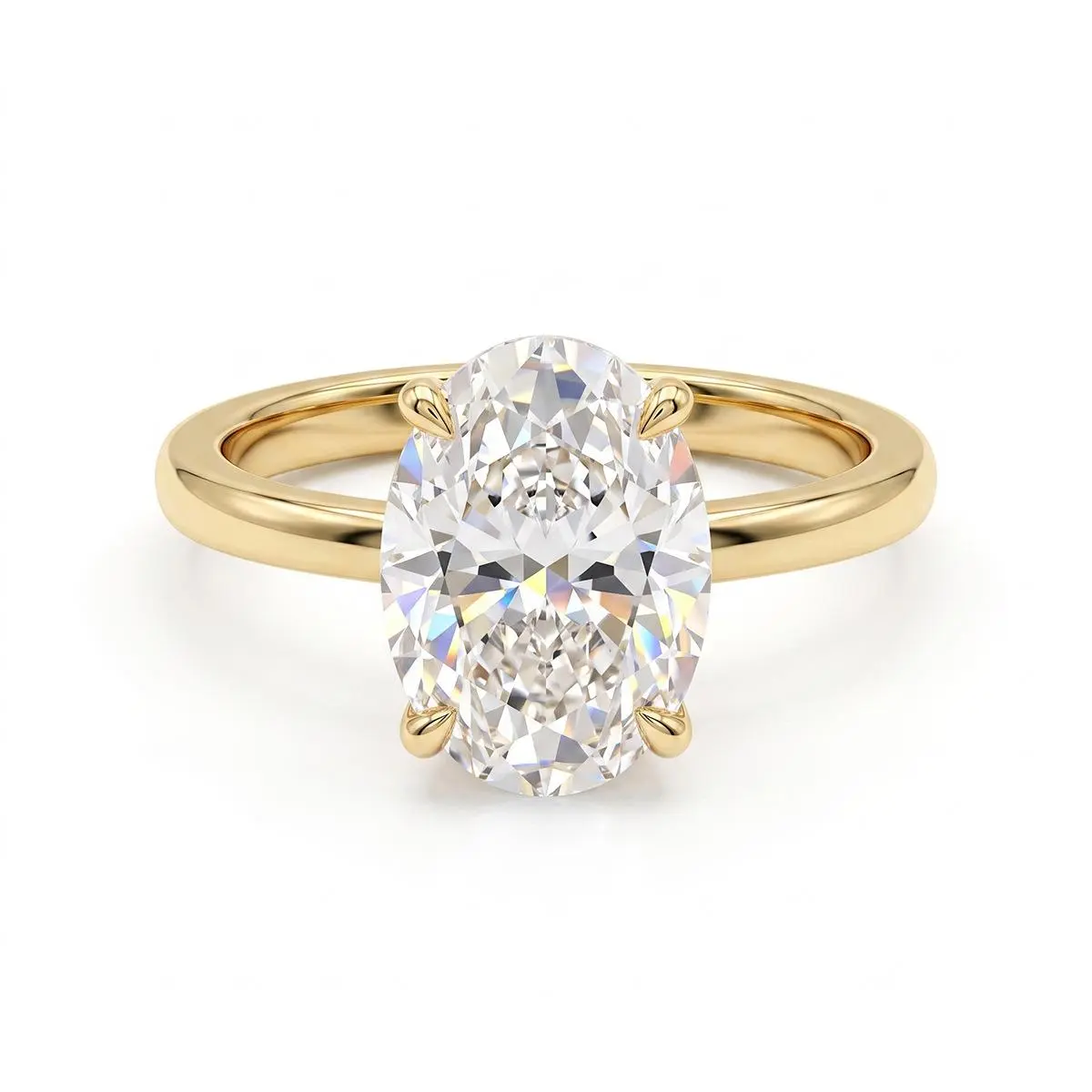 Loveden Minimalist Unisex Oval Shape Solitaire Cut 3CT 8*12mm 5A Sparkling Stones Ring, Real Gold-Plated Copper Band, Elegant Imitation Diamond, Gold-Silver Tone 2-Color Options, TS0023, Engagement & Everyday Wear, Accessories for Women
