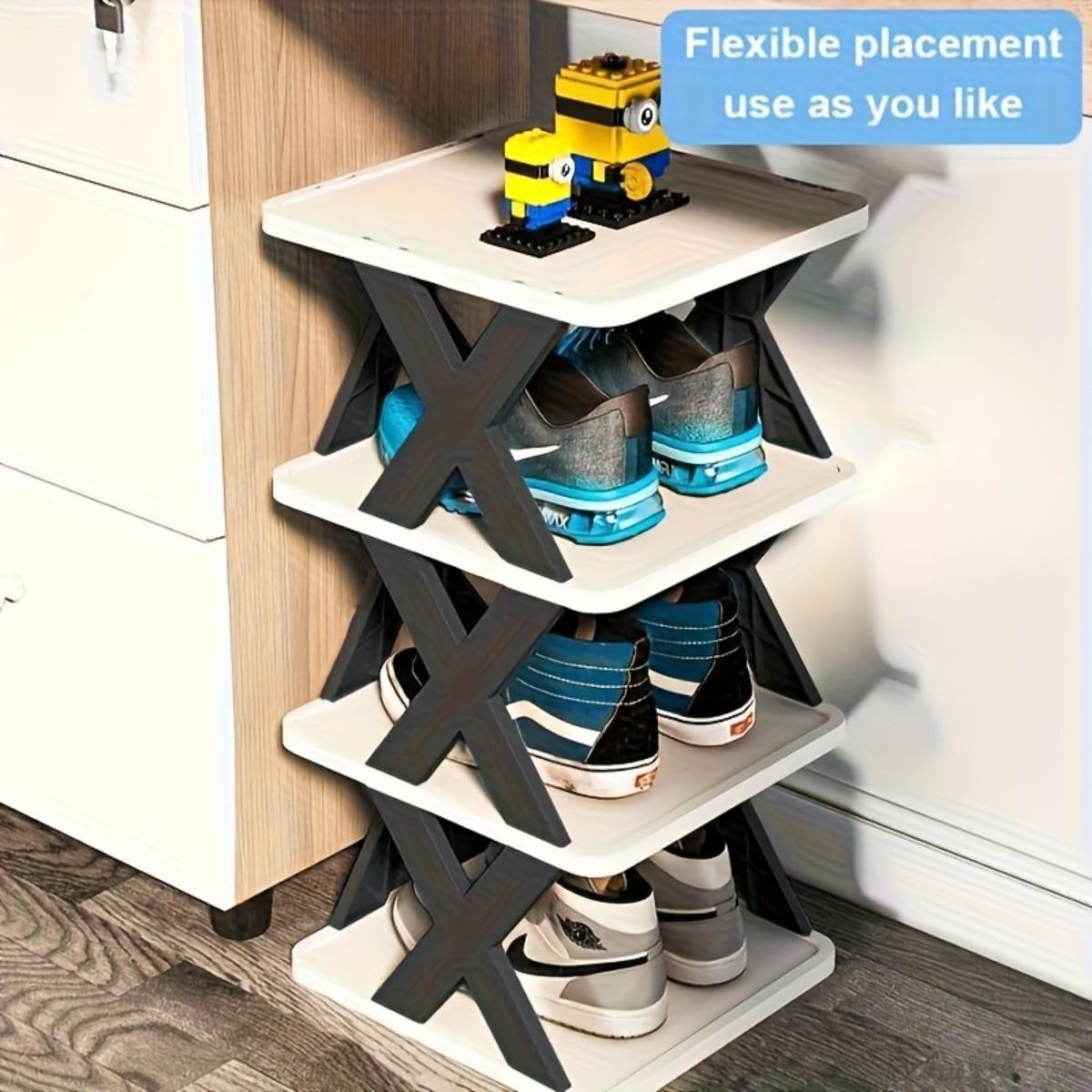 Space-Saving Corner Shoe Rack Storage - Tall, Narrow and Sturdy Plastic Storage Shelf, Suitable for Shoes and Boots, Multi-Purpose Storage, Ideal for Hallways, Closets, Garages and Living Rooms, for Shoe Organization and Arrangement