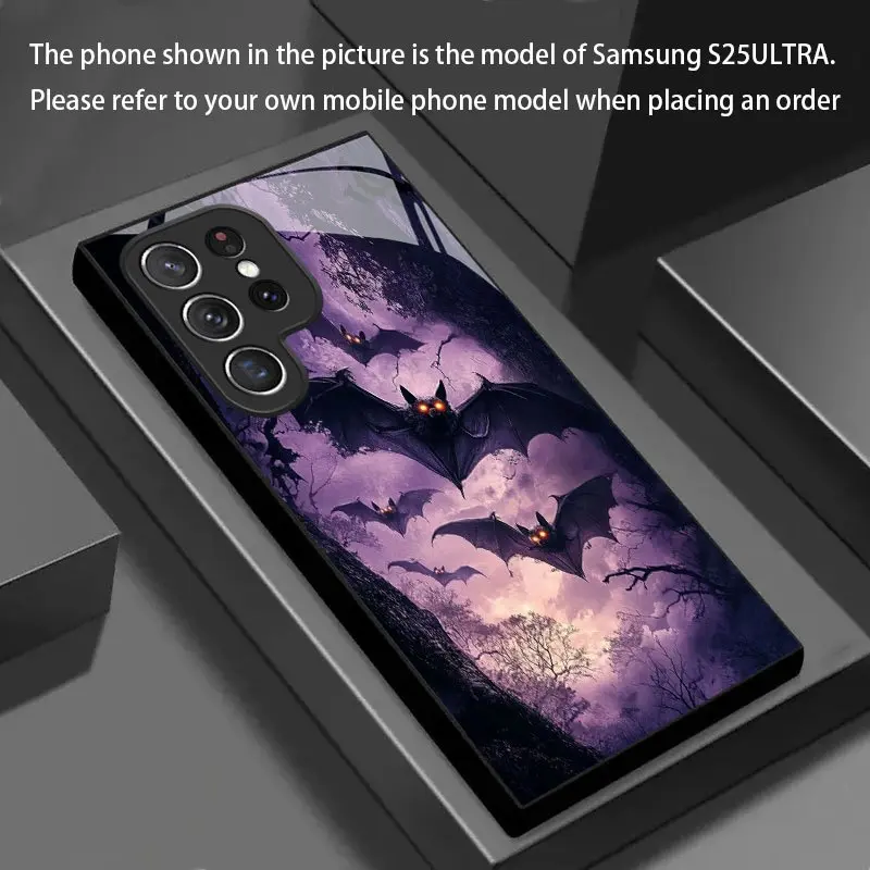 Phone Case - Halloween Purple Bat, New Black, for Galaxy S26 S25 S24 S23 S22Pro S21 S20 Fe Plus Ultra Pro A56 A55 A54 A53 A52 A51 A36 A35 A34 A32 A26 A25 A24 A23 A16 A15 A14 A06 A05 A03s, New Creative