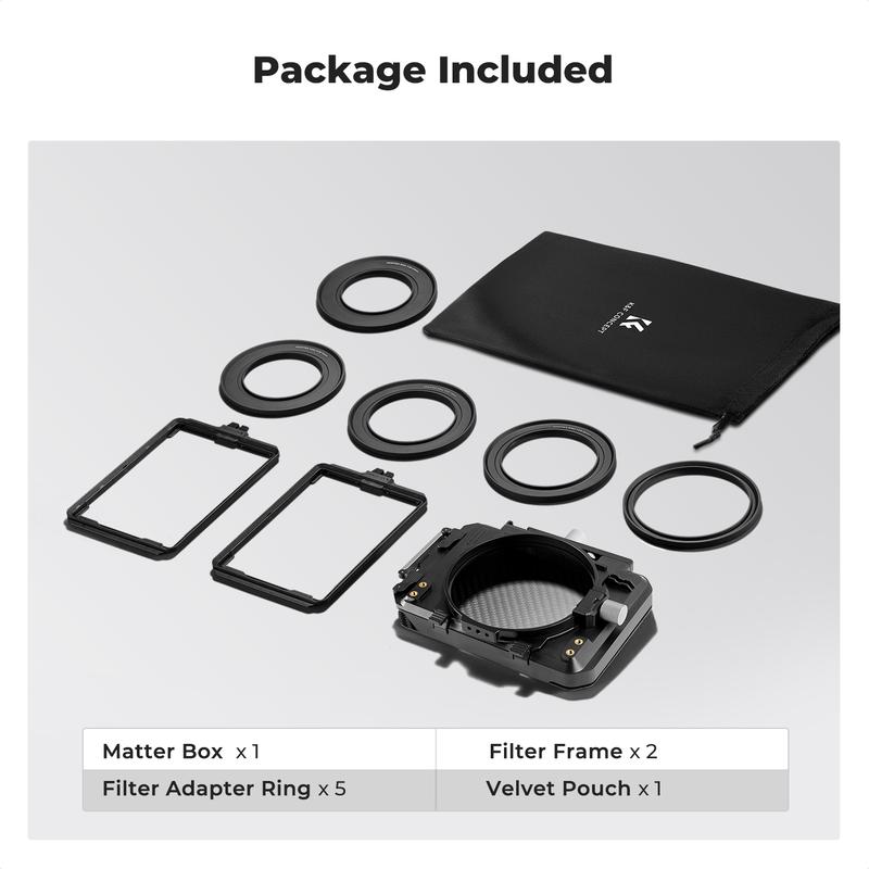 [K&F CONCEPT]Matte Box, DSLR Camera Matte Box with Carbon Fiber Top Flag, with 67/72/77/82/95mm Adapter Rings for 4x5.65 ND UV Filter/Circular Filter