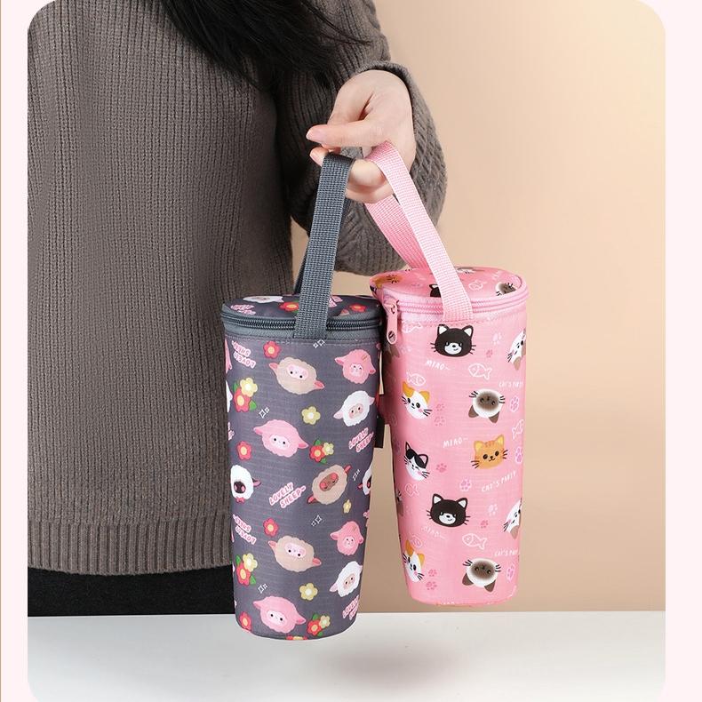 Cute Cartoon Handheld Water Cup Insulation Bag, Milk Tea Cup Insulation Sleeve, Water Cup Dustproof Storage Pouch, Portable Drinkware Organizer