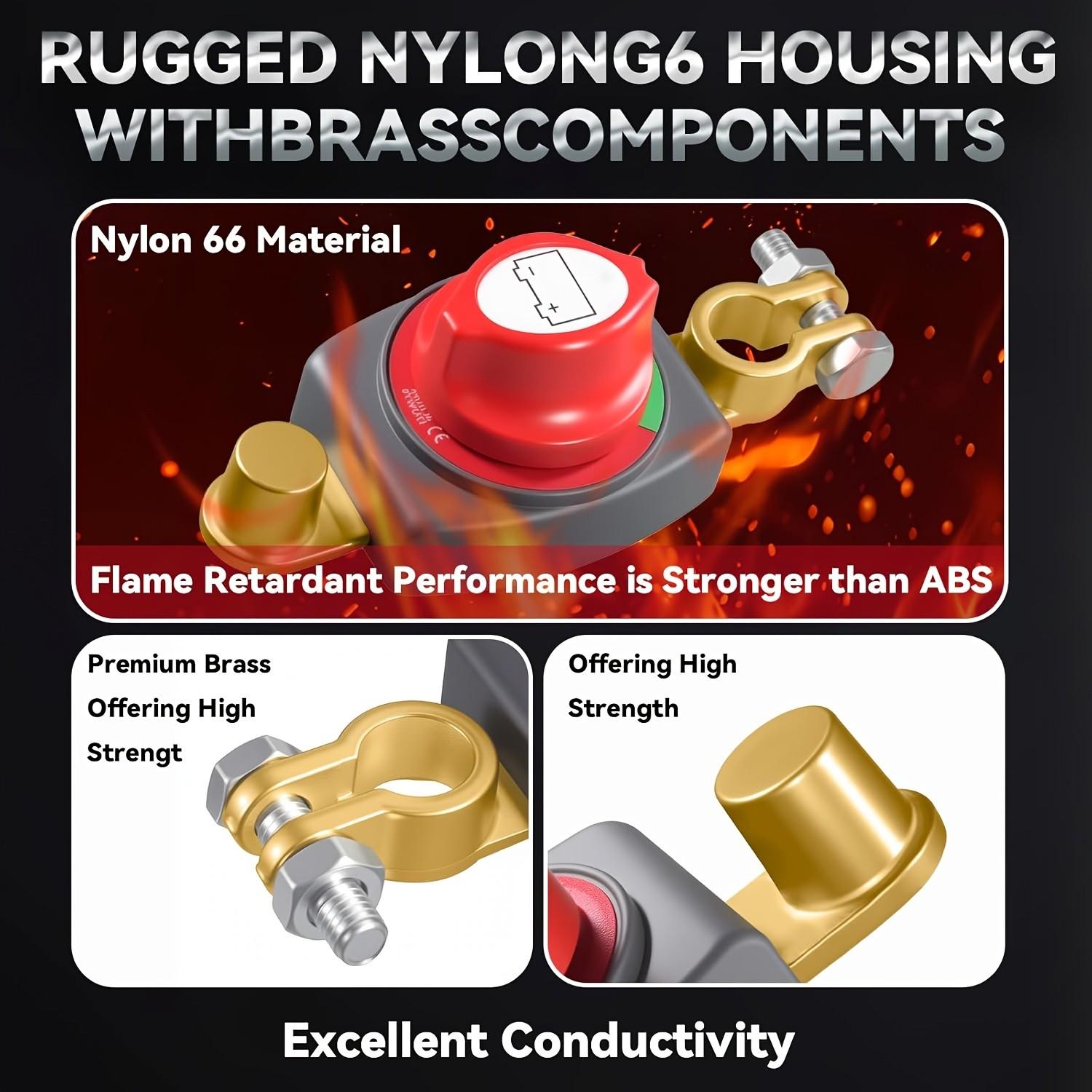 Top Mount Battery Disconnect Switch, Third Generation, Design, Suitable for Trucks, Boats, Rvs, Negative Terminal Control