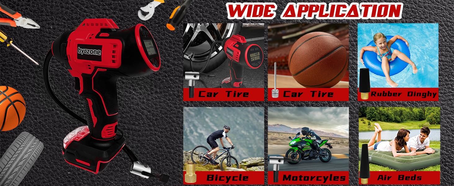 Cordless Tire Inflator Air Compressor Compatible with Milwaukee 18V Battery, 160PSI Portable Handheld Air Pump with Digital Pressure Gauge for Motorcycles Cars Bike Sport Ball Auto (NO Battery)