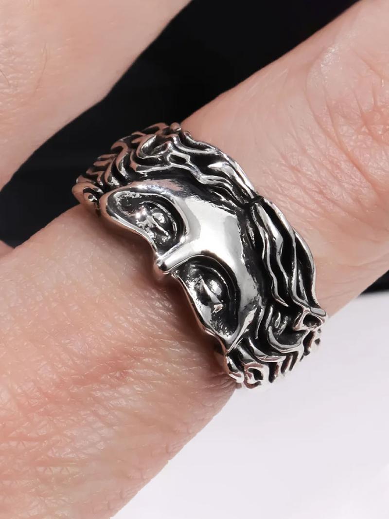 Vintage Mask Design Ring, Statement Ring, Punk Style Ring for Men & Women, Fashion Jewelry for Party, Daily Clothing Decor, Trendy All-match & Exquisite Jewelry for Birthday Gift