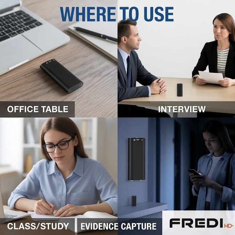 Professional Voice-Activated Digital Recorder, 8GB HD Noise-Canceling Mp3 Player, Ultra-Thin Portable Microphone for Business Meetings
