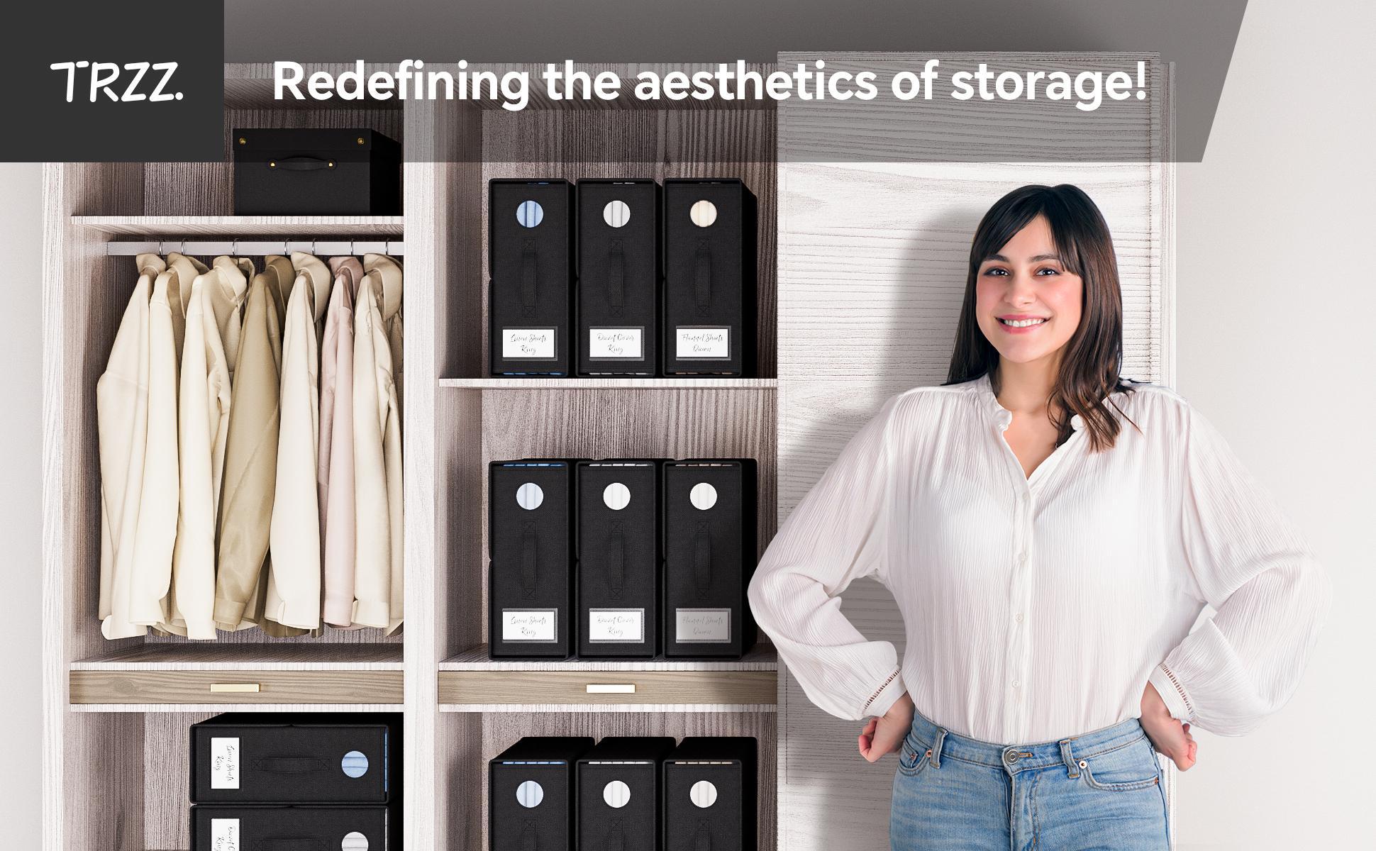 TRZZ Gift Box  Foldable  Bedding Organizer 4/8Pack - Large Capacity Sheet/Blanket Storage Bins with Clear Window, Fits Queen/King Bedding, Closet Organizers for Sheets/Pillows/Quilts