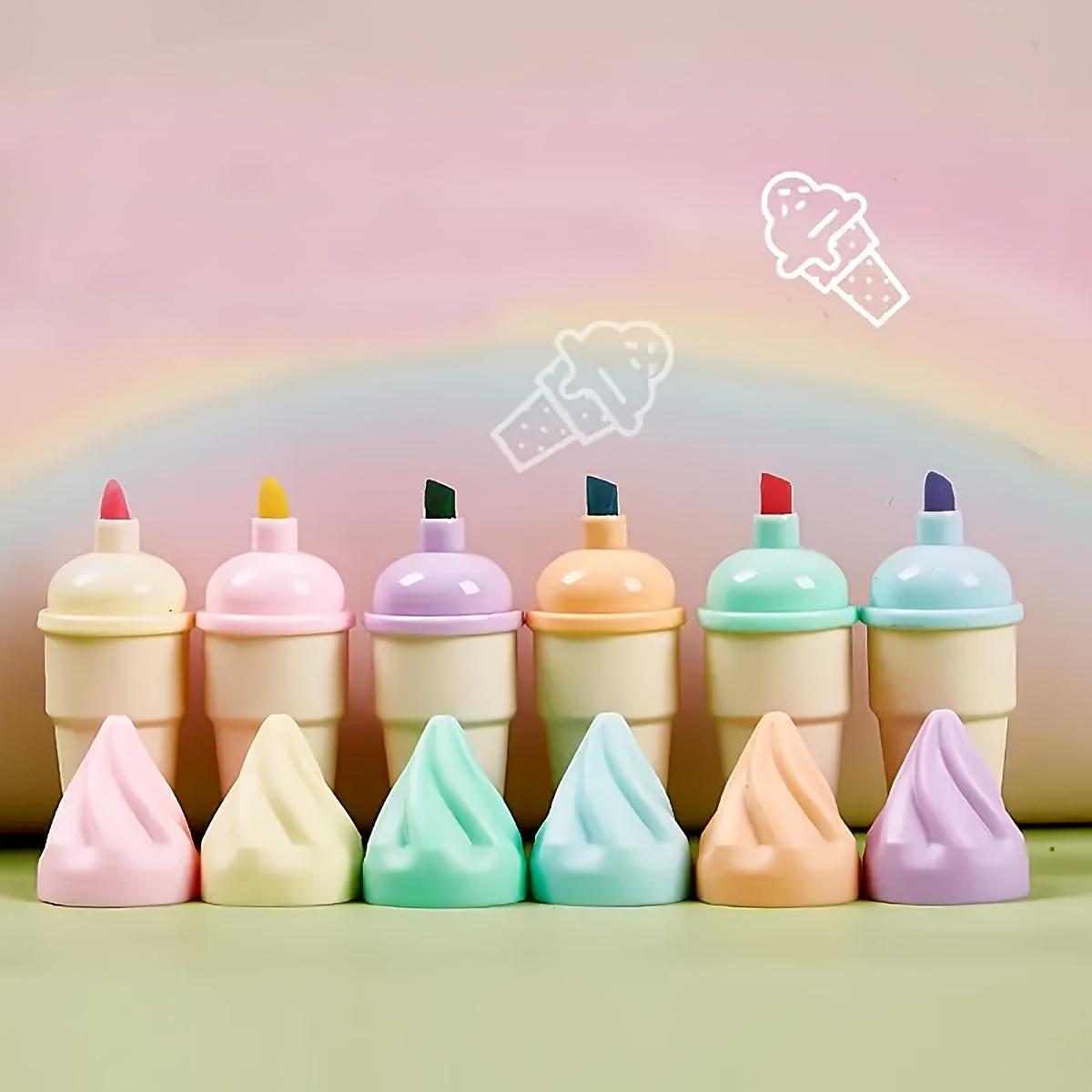 6pcs Portable Mini Sweet Cone Shape Fluorescent Marker Pens, Ideal for Notes & Highlighting, Compact Design for Easy Carrying