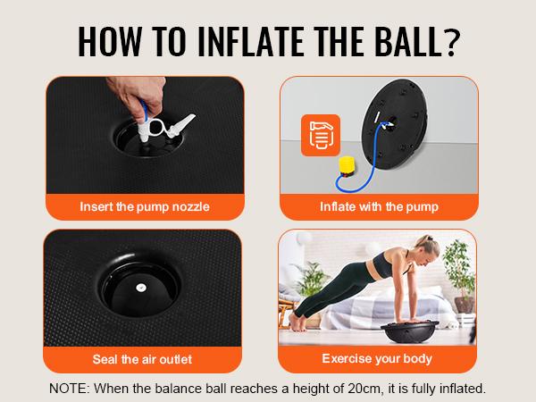 fathersdaygift  VEVOR Half Exercise Ball Trainer, 23 inch Balance Ball Trainer, 660 lbs Capacity Stability Ball, Yoga Ball with Resistance Bands and Pump, Strength Fitness Ball for Home Gym, Full Body Workouts, Black