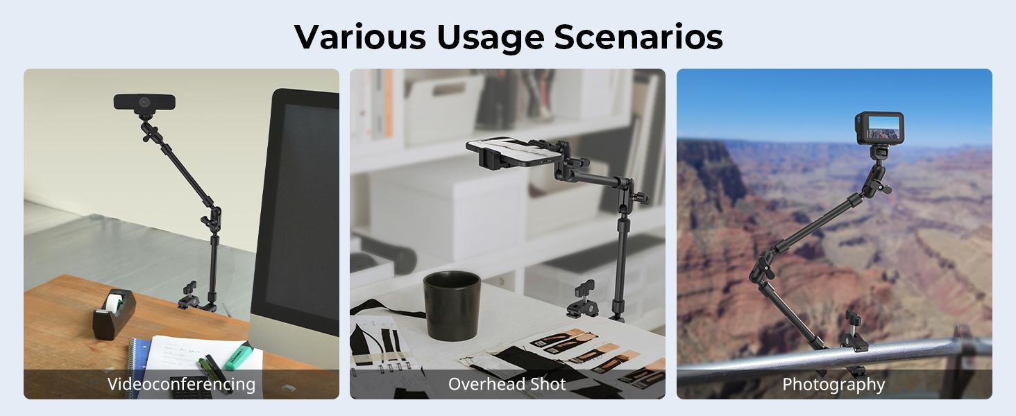 SmallRig Magic Arm w Clamp, Overhead Phone Mount, Flexible Desk Camera Mount & Clamp, Articulating Friction Boom Arm w Thread Adapter, for Light, Webcam, Mic, Action Camera,for Content Creators,Gimbal Stabilizer Tech Gimbal 4766