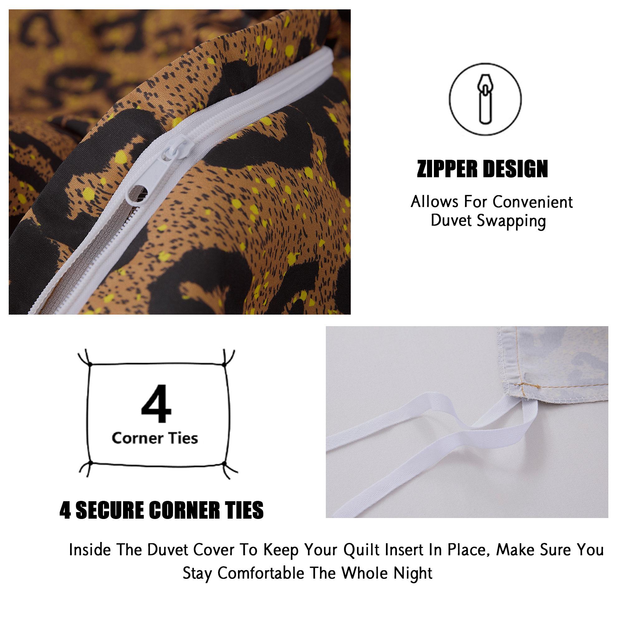 Extra Large Leopard Print Bedding Set, 3-Piece Polyester Comforter and Pillowcases, Modern Style Bedding for All Seasons