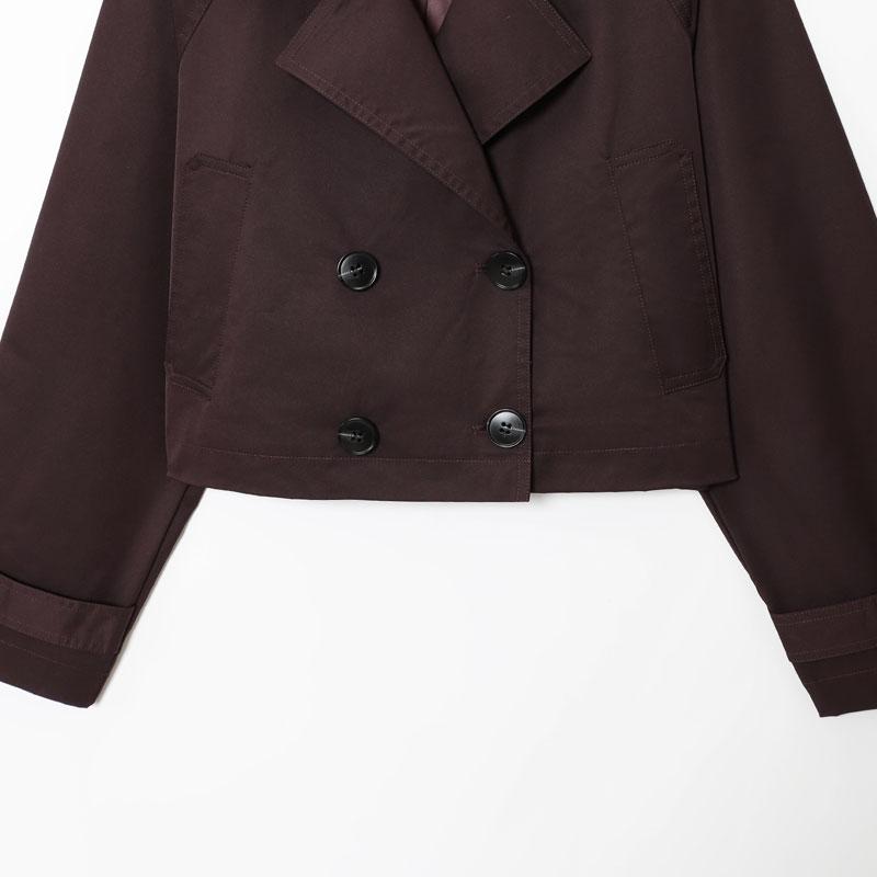 Women's Windbreaker Trendy Cropped Trench Coat Dark Brown Double Breasted Jacket Lapel Collar & Belted Cuffs Vintage Fall Winter Outerwear Women's Casual Streetwear