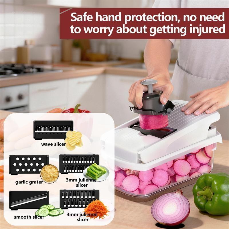 Snofrid Vegetable Chopper, 15-In-1 Multifunctional Food Chopper, Professional Onion Chopper with 8 Blades, Essential Kitchen Tool