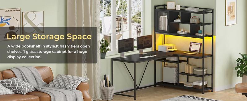 SEDETA 58-inch L-Shaped Computer Desk Gaming Table Furniture Office Organizer Keyboard Printer Modern Laptop Mouse Design