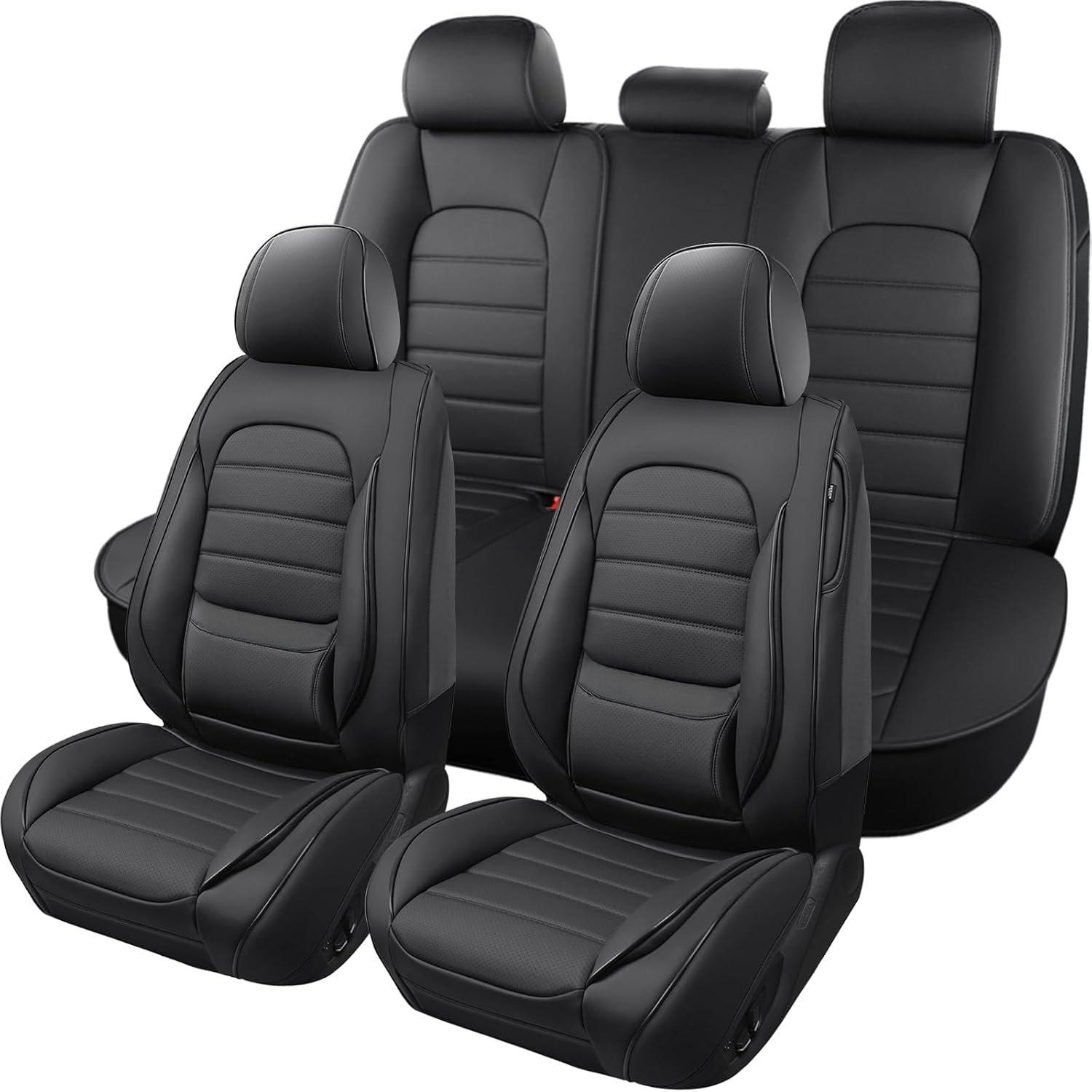 Seat s Full Set, 5 count Leather Seat s for , Front and Rear Seat s Breathable Automotive Seat for , SUVs, Sedans, Black Seat s Full Set, 5 count Leather Seat s for , Front and Rear Seat s Breathable Automotive Seat for , SUVs, Sedans, Black