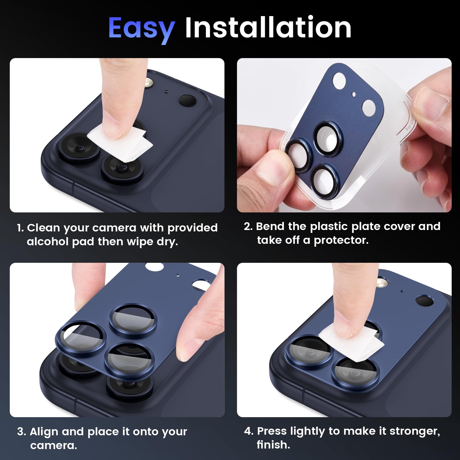 BKIBD for iPhone 17 Pro Max Camera Lens Protector, Metal Aluminum Alloy Tempered Glass Cover Camera Screen Protector Smartphone Accessories, Case Friendly