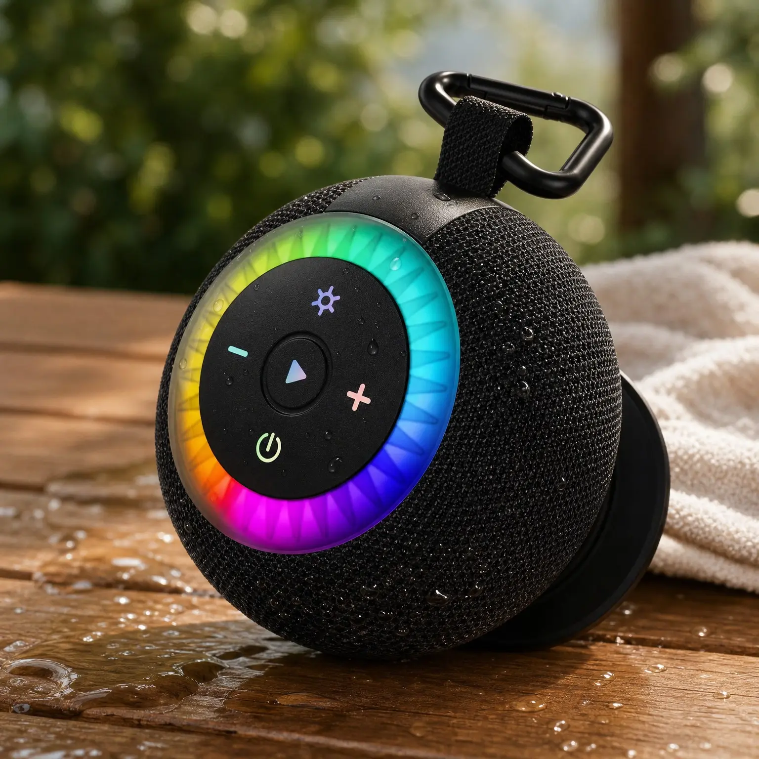 Bluetooth Shower Speaker IPX7 Waterproof with Removable Suction Cup, 360° Surround Sound, Vacuum-Lock, RGB Light, Portable Wireless Speaker for Beach Pool Kayak Gifts for Adults Teens BlackGift