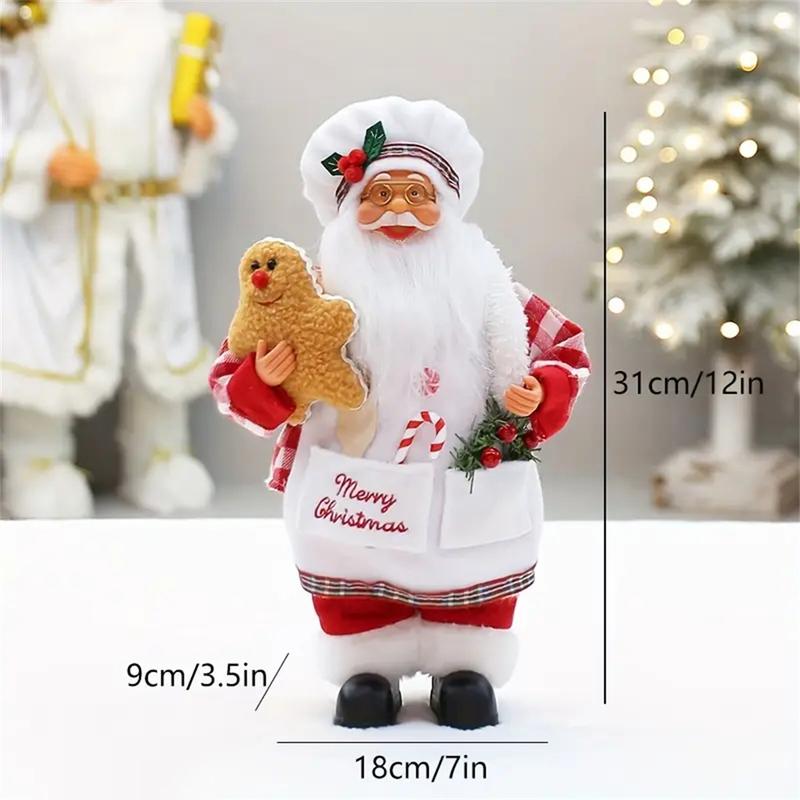 Festive Christmas Chef Grandparents Nutcracker Decoration Ornaments Decor, 12 Inch Santa & 11 Inch Old Chef Figurines, Holiday Table Display