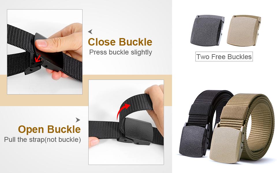 JASGOOD 2 Pack Nylon Military Tactical Men Belt Webbing Canvas Outdoor Web Belt with Plastic Buckle