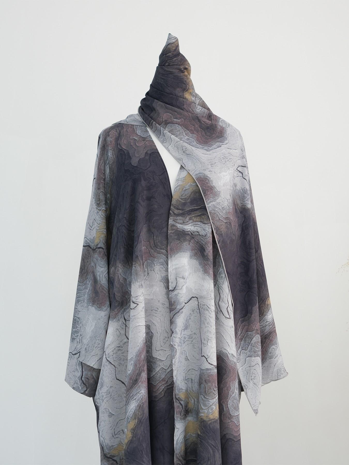 New Muslim Tie-Dye Robe Set with Headscarf, Long Sleeve Casual Fashion, Includes Pockets, Perfect for Ramadan, Abaya Hijab Set, Islamic Clothing