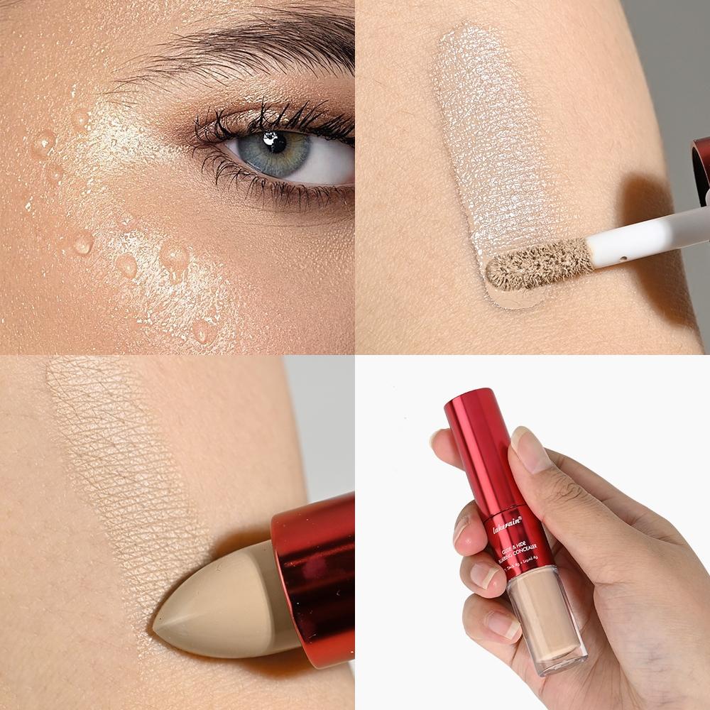 Long-lasting Glide&Hide Blurring Concealer, Concealer Foundation Hybrid, High-Coverage Concealer, Conceals Dark Circles and Wrinkles, Dual formula Including Liquid Tip & Balm Stick, Waterproof & Sweatproof, Smoothes & Brightens, Travel-Friendly Cosmetics