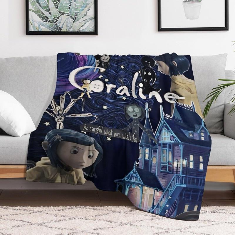 Coraline Super Soft Flannel Coraline BlanketDecorative Bedroom Living Room Suitable forKids/Adult Blanket, Style