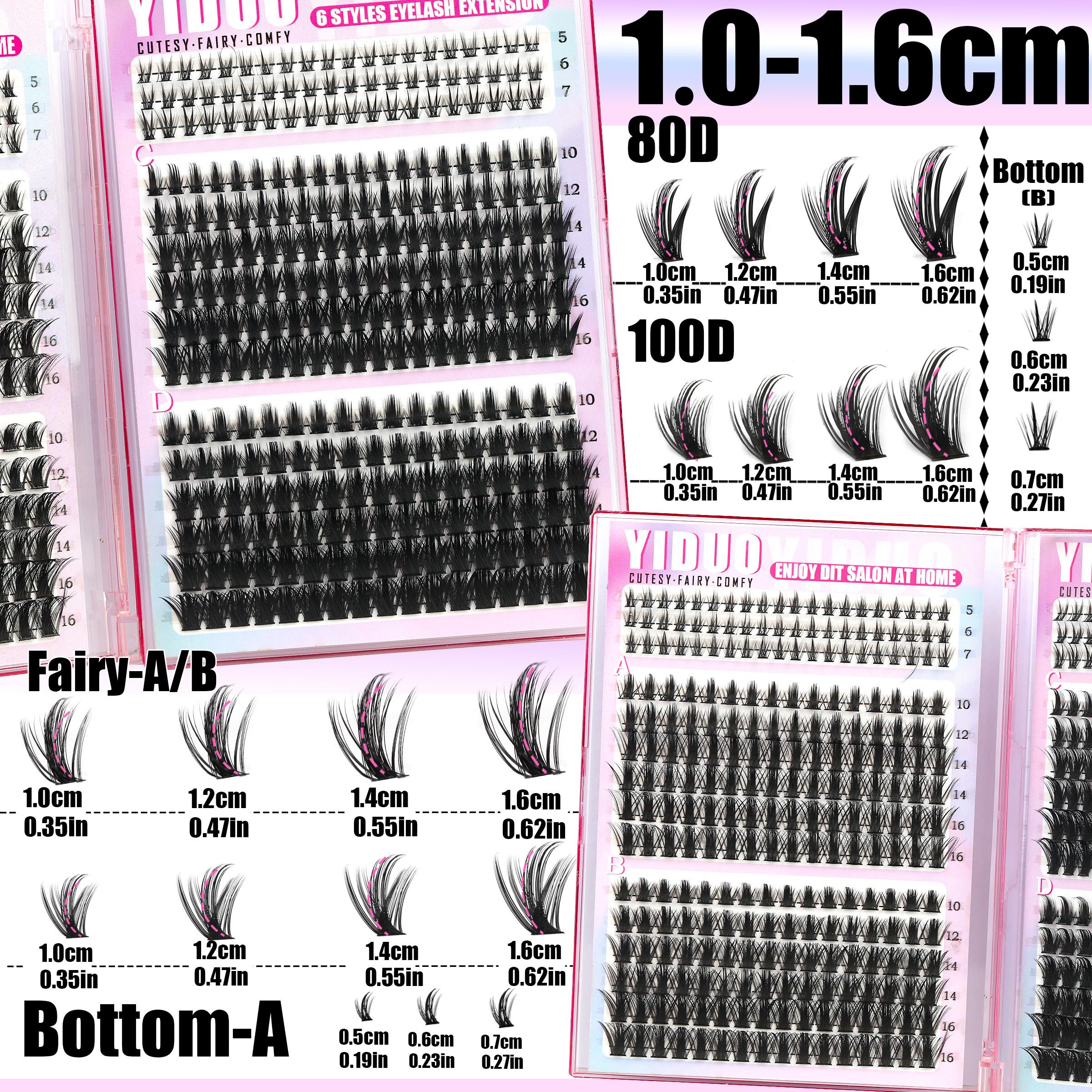 2102pcs/set Mixed Styles Lash Clusters Kit, 13 Styles Fairy A/B, Volume 40D/50D/60D/100D/150D and Bottom Eyelash Clusters Extensions with Bond and Seal, Makeup Tools for Beginners and Proficient, DIY at Home with Eyelash Extension Tweezers