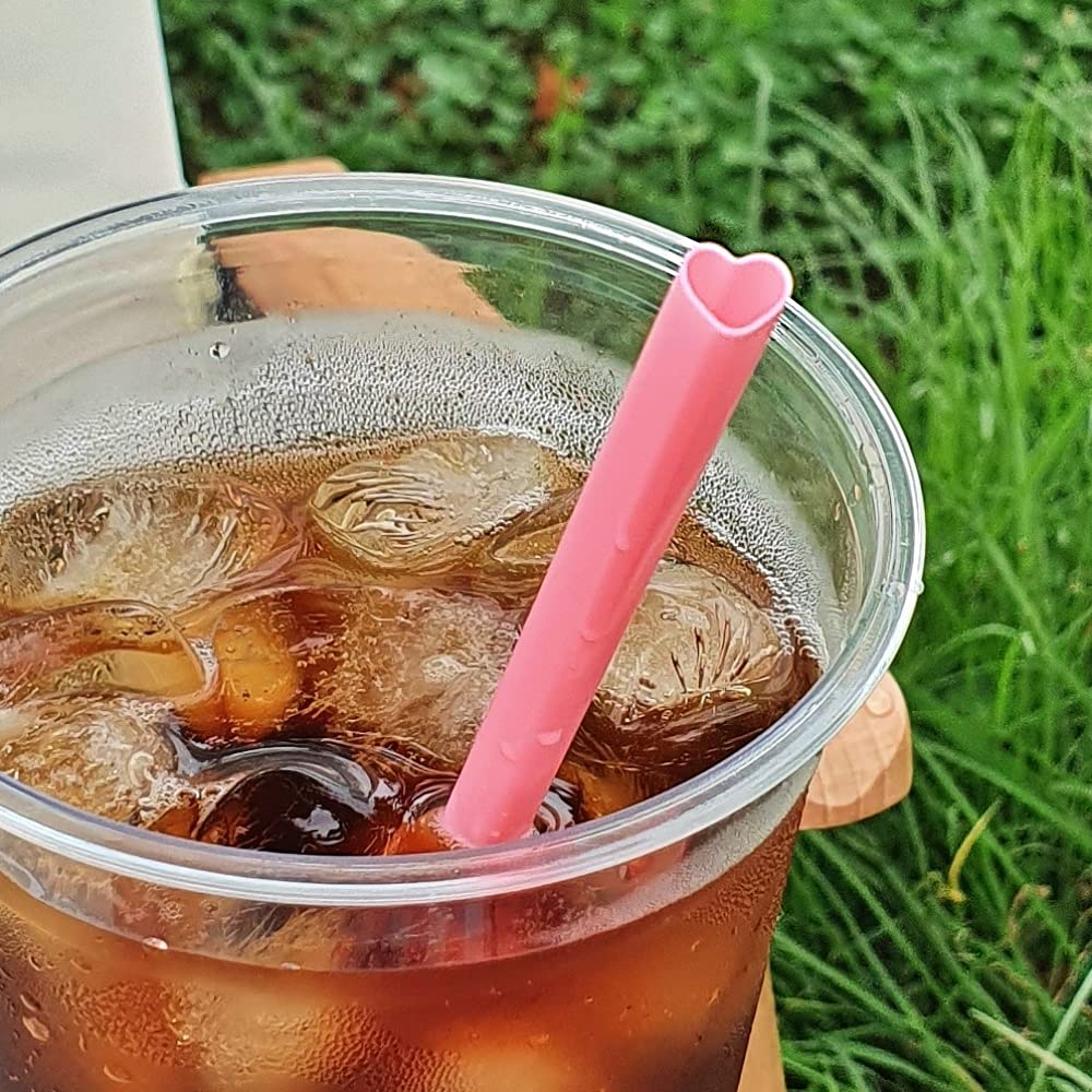 5/20/50/100/200pcs Cute Heart-Shaped Straws for Boba and Iced Coffee, Picnic, Valentine's Day, Wedding Theme Party Drink Accessories, Home Bar Accessories
