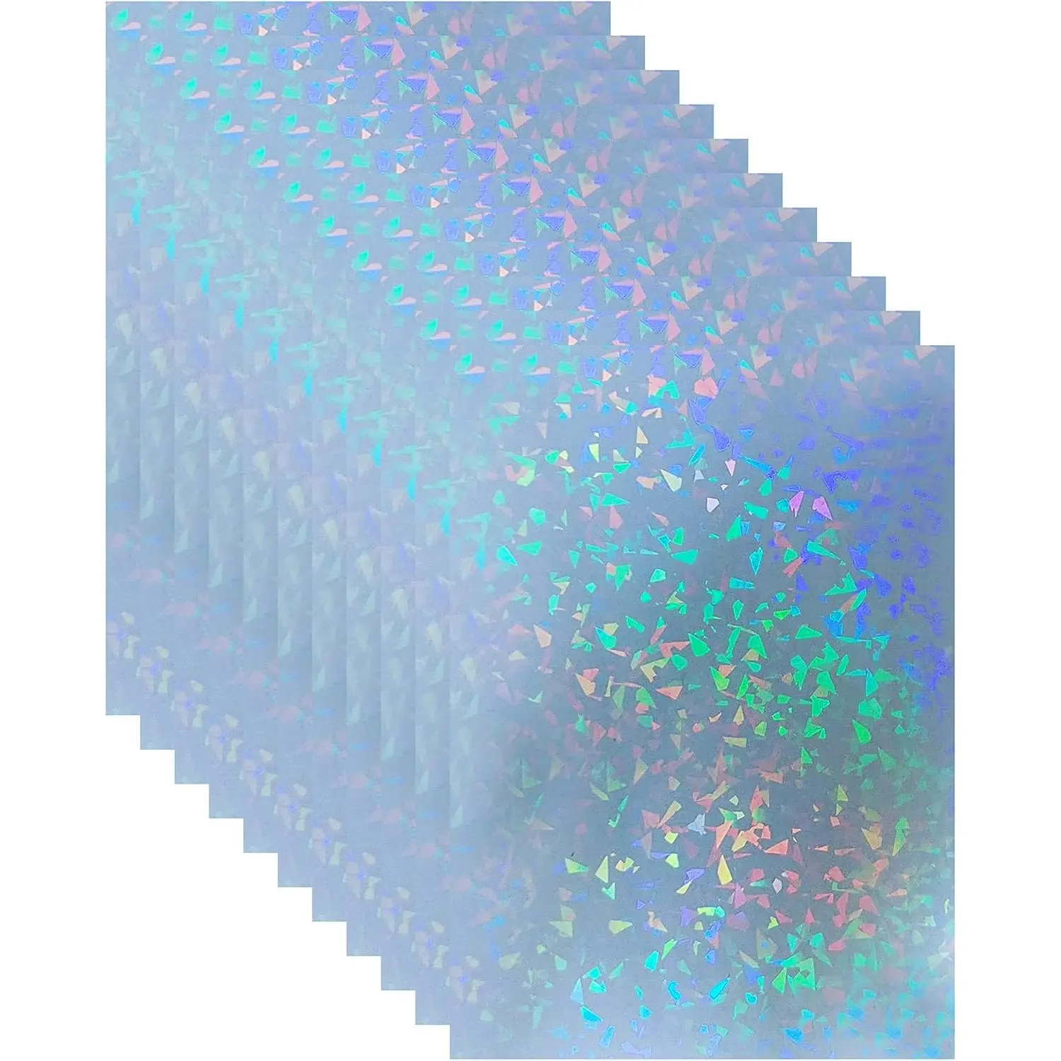 25 Sheets Broken Glass Holographic Laminate Sheets Adhesive Paper | Clear Cold Laminate Sheets Holographic Sticker Paper A4 Size 8.3x11.7 In  for Documents, Photos, No Machine Needed
