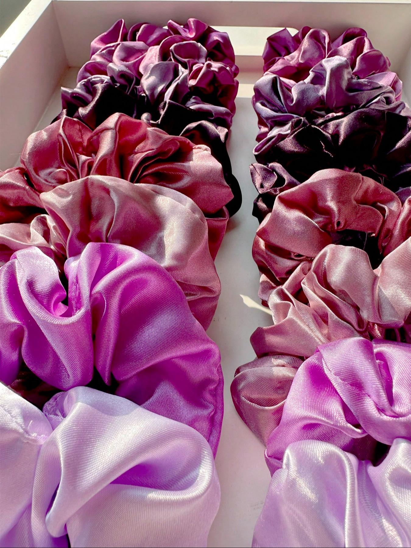 16 Pcs Satin Scrunchies for Women, Ultra-Soft Elastic Hair Ties, Solid Color Hair Bands for Ponytails, Buns, Everyday Use