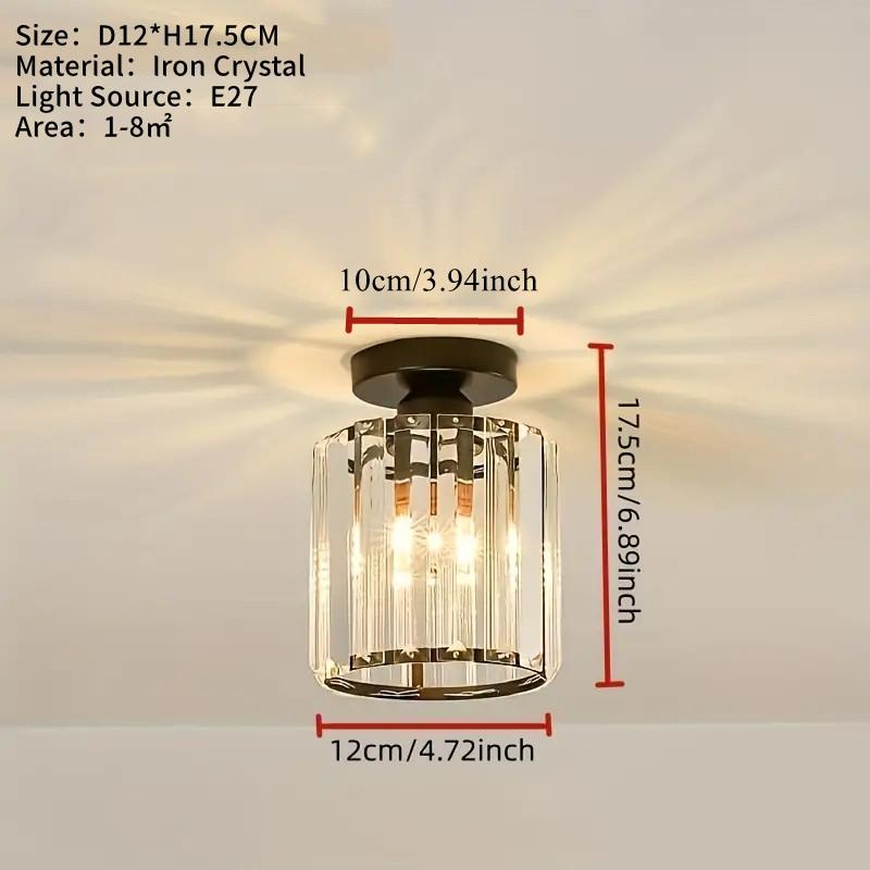 /gold Corridor Light, Nordic Modern Minimalist Entryway Balcony Lamp, Trendy Luxury Crystal Ceiling Light, No LED Bulb Included