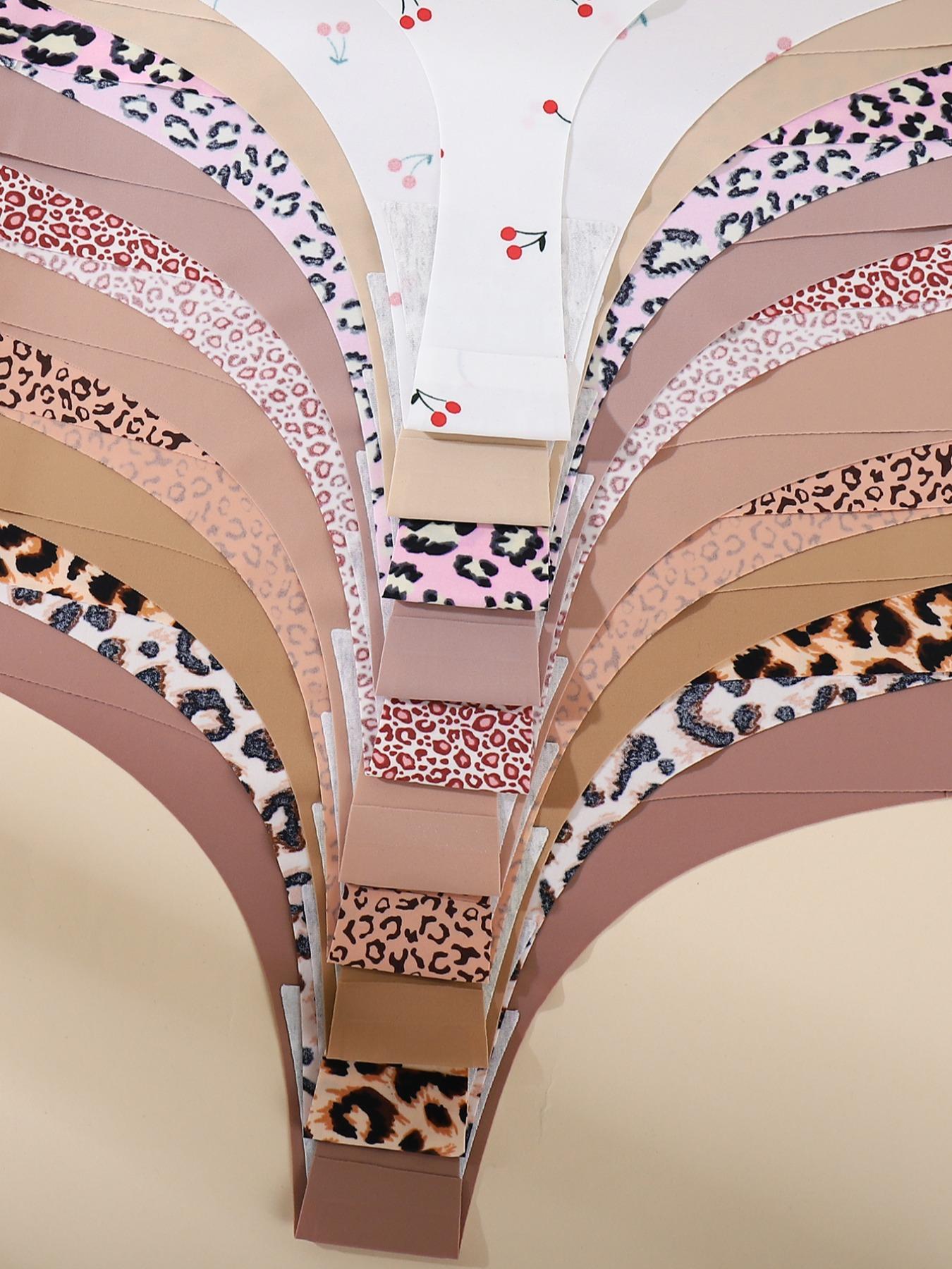 10 Pack Women's Leopard Print Triangle Panties V-Shaped Comfortable Breathable No Show Underwear, All Season Fitted Casual Style