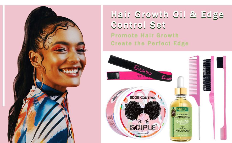 6 Count Edge Control Wax Gel for Women - Strong Hold, Non-Greasy, No Flaking, Smooth Rosemary Oil Elastic Band  Moisturize Nourish