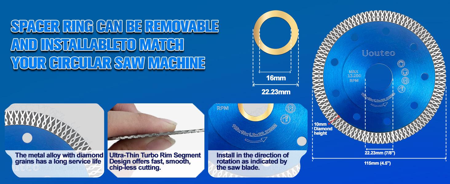 20 Pcs Saw Blade, 4.5 Inch Thin Tile Blade, Saw Blades for Angle, 4.5" Tile Blade for Cutting Marble Ceramics Porcelain Tiles(4.5 inch-20Pcs-Blue)