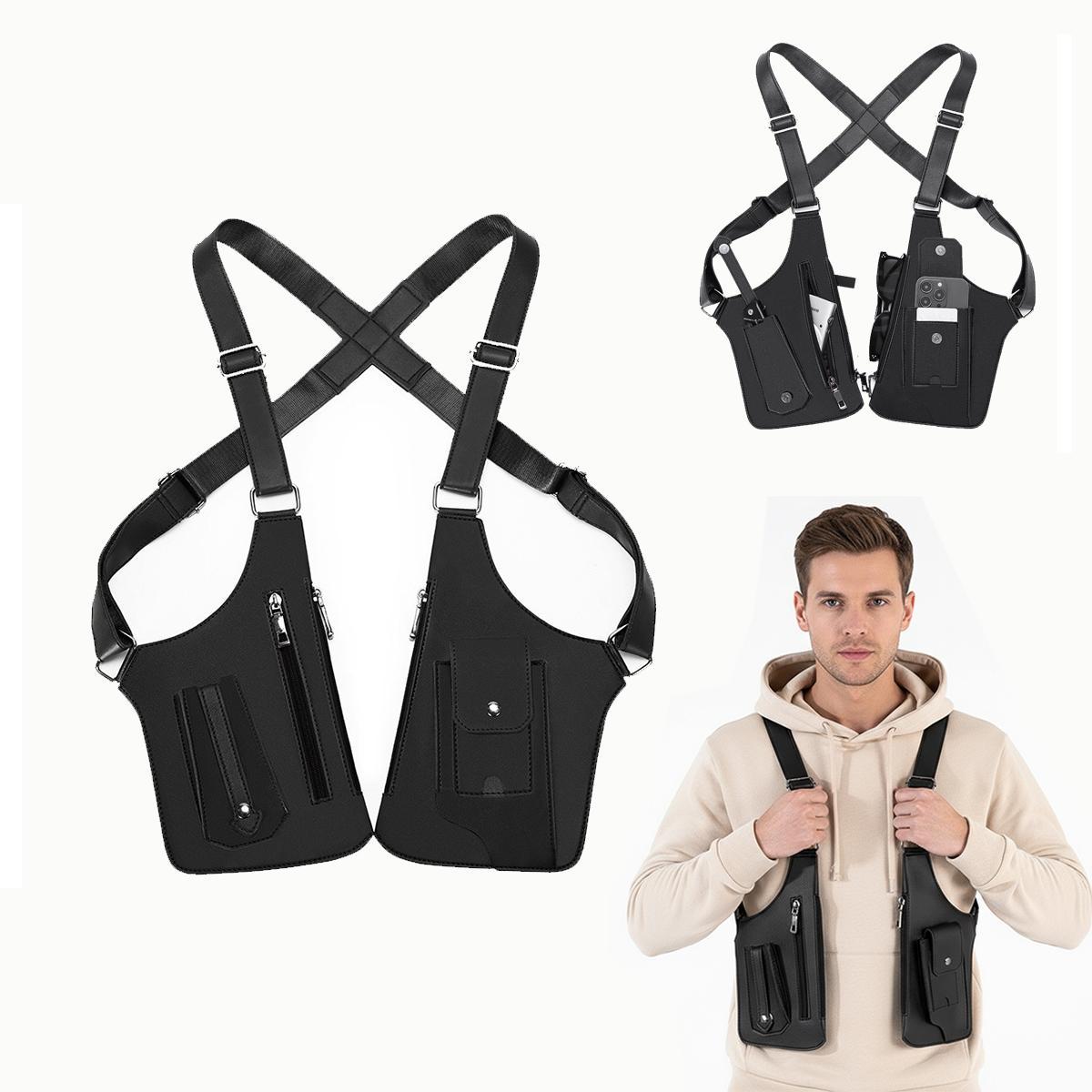 Men's Underarm Chest Harness Bag, Multi-Pocket Adjustable Anti-Theft EDC Pouch, Hands-Free Convenient Storage for Cycling, Hiking, Camping, Outdoor Activities & Daily Use