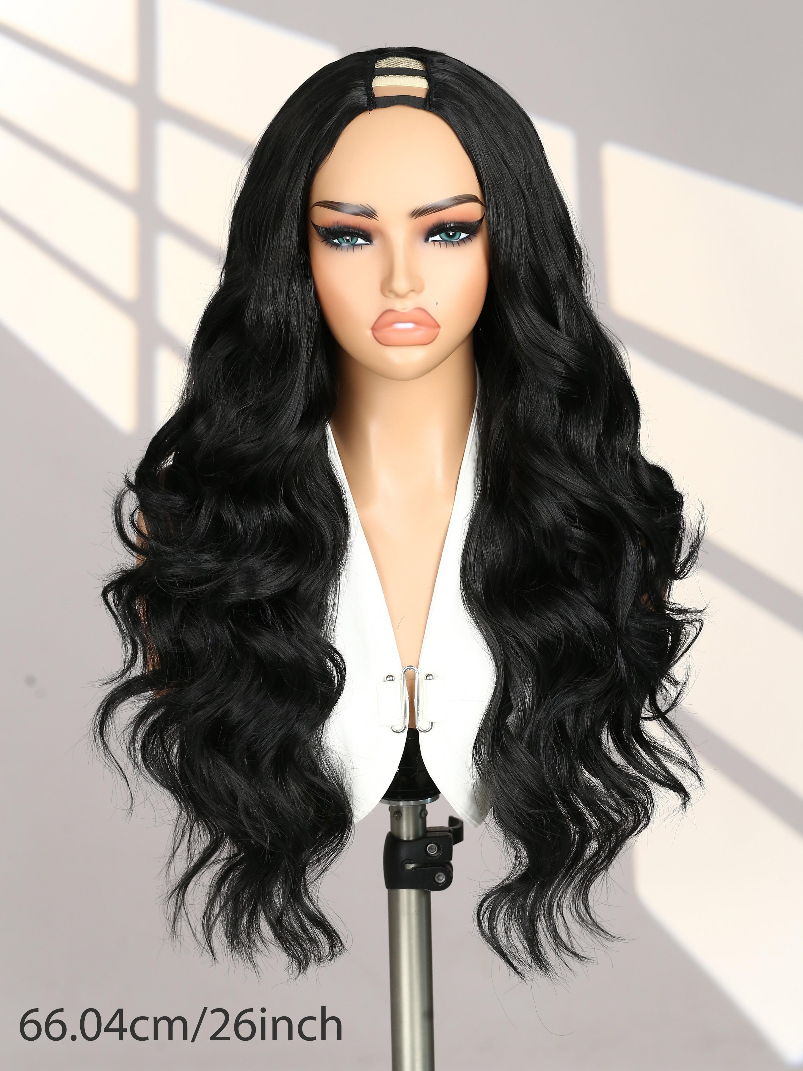 U Part Body Wave Synthetic Half Long Wavy Hair Wigs for Women, 26 Inch Glueless Wig, Heat-Resistant, Clip In, Natural, Daily Party Use