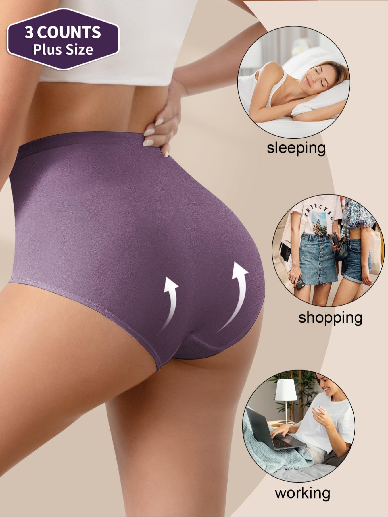 【Plus Size】 Letter Print High Waist Brief, Breathable Comfortable Panty for Daily Wear, Women's Underwear for All Seasons