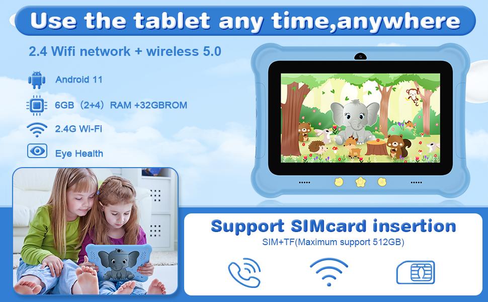 Redbeat B1 Kids Tablet 6GB RAM 32GB ROM Expandable to 1TB Built-in Stand 3G/5G WiFi Eye Health Mode Drop-Resistant Design for New Year Birthdays or Holidays Gifts Black Friday Flash Sale Halloween