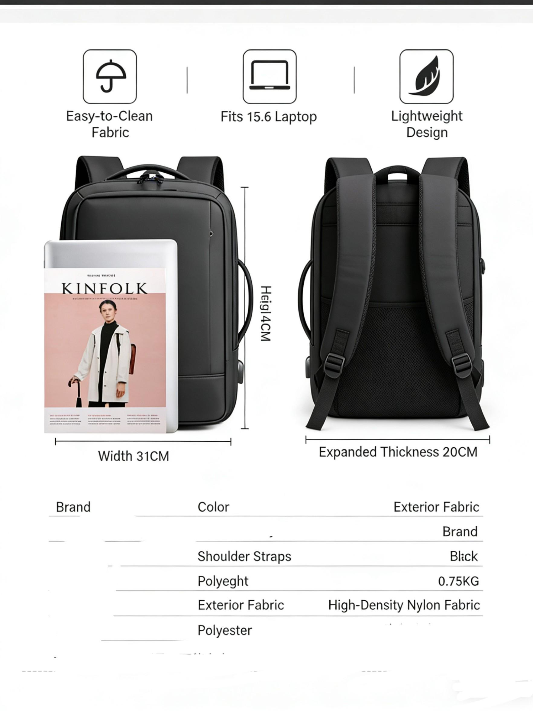 Large Travel Backpack for Long Trips, Expandable Design, 180° Full Open Feature, Ideal for Adventure Lovers, Durable and Spacious