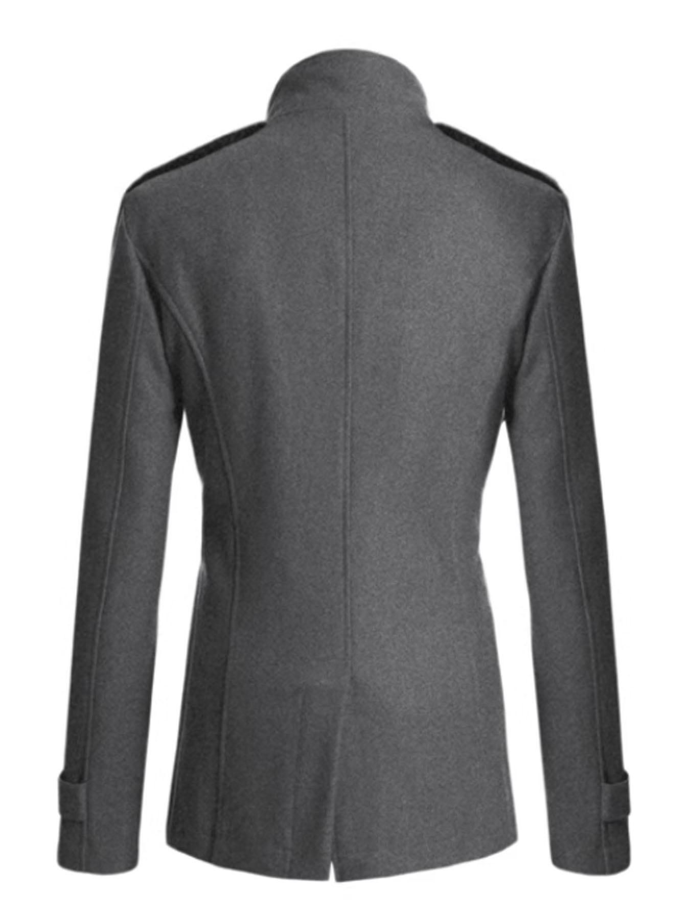 1PC Winter Men's Windbreaker Jacket with a Large Collar - Korean Style Fashion, Thick and Warm, Fashionable Standing Collar Double-Buttoned Coat Jacket, Suitable for Daily Commuting and Formal Occasions