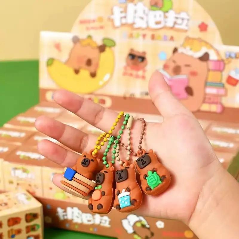 24 Box Capybara Blind Box Keychain Figurine Pendant School Gate Student Reward Small Toy Cute, Kids Collectible Toys, Random Surprise Gifts