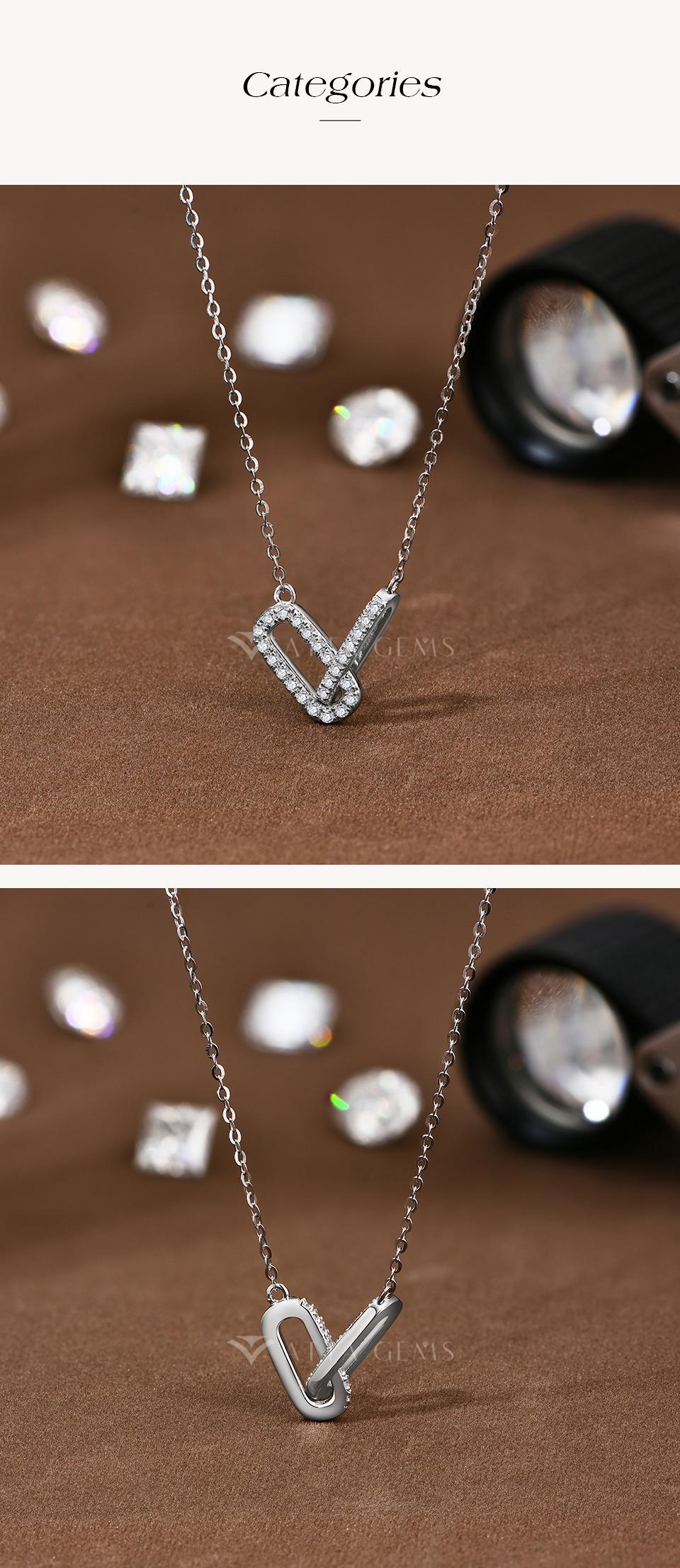 Fashionable Modern Simple Synthetic Moissanite Necklace Pendant Ladies Exquisite Sterling Silver Jewelry Accessories Daily Matching Engagement Gift N043