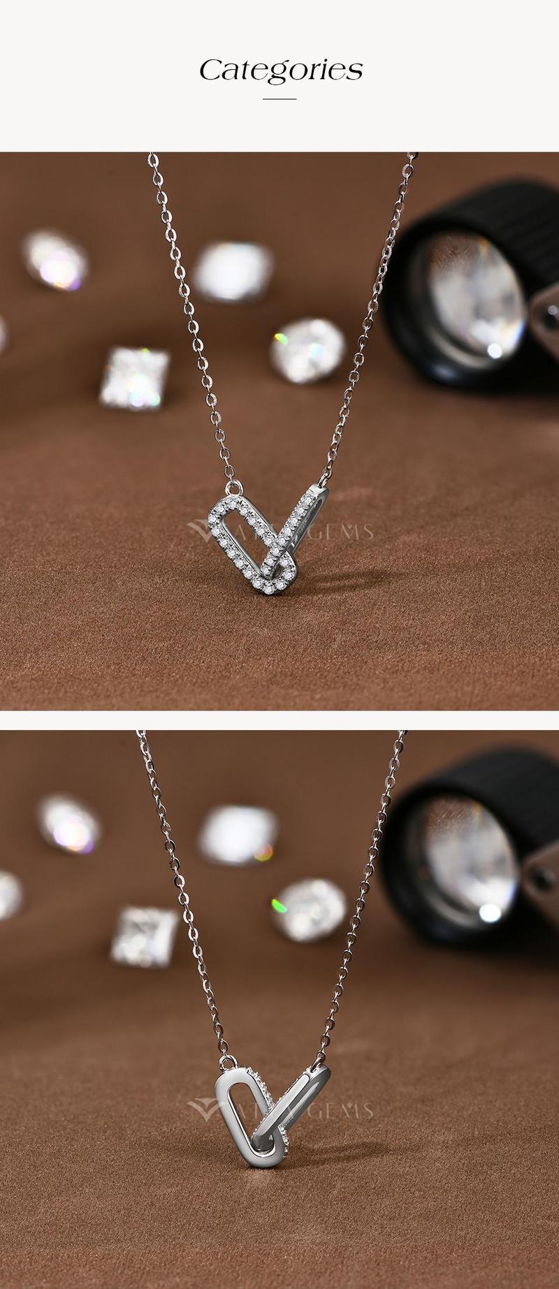 Fashionable Modern Simple Synthetic Moissanite Necklace Pendant Ladies Exquisite Sterling Silver Jewelry Accessories Daily Matching Engagement Gift N043
