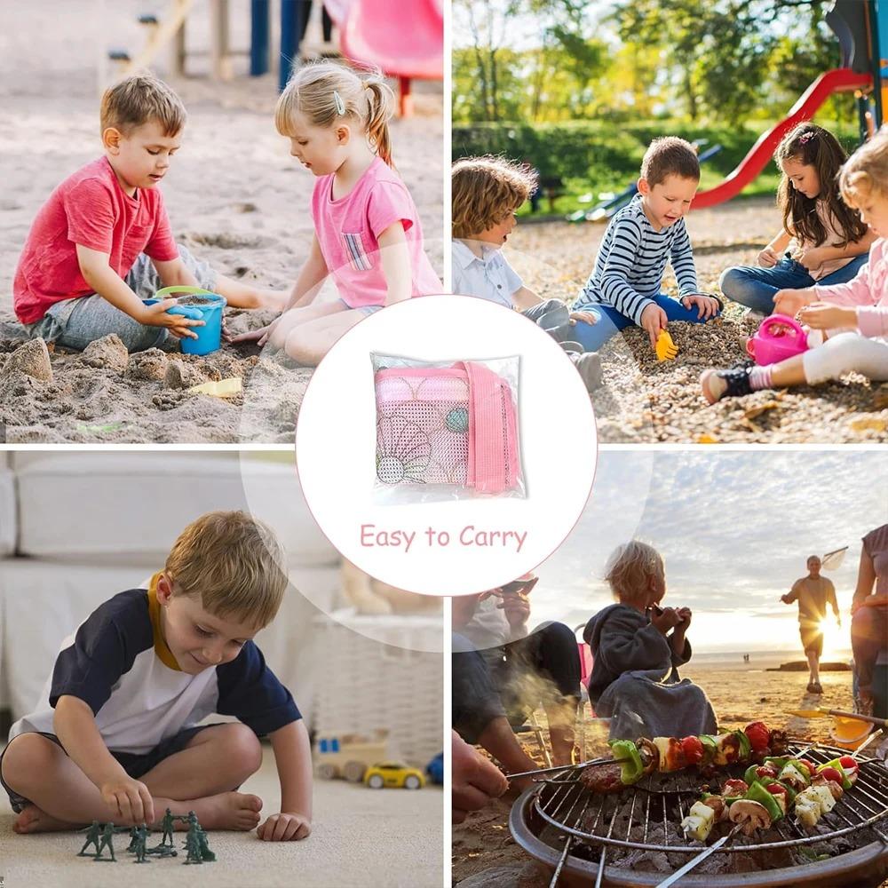 Beach Toy Storage Mesh Bag, Kids Shell Collection Pouch with Zipper, Waterproof Swim Gear Carrier for Boys and Girls, Portable Net Bag for Beach Toys, Holds Sand Buckets Shovels, Storage Carrying Bag, Organizational Zipper Storage, Zippered Storage