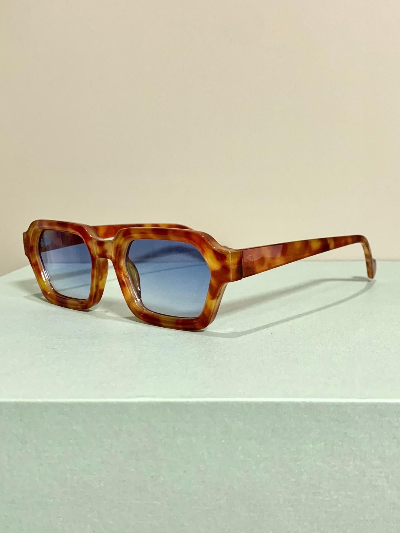 Small Frame Rectangular Glasses, Patchwork Trend Fashion Retro Decorative Eyeglasses for Men and Women