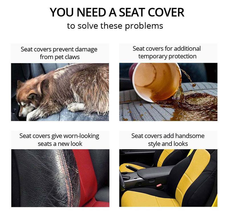 Front leather seat cover set, waterproof, durable, easy to install, car seat protectors with tire mark details, universal fit for most cars, trucks, SUVs, auto interior accessories