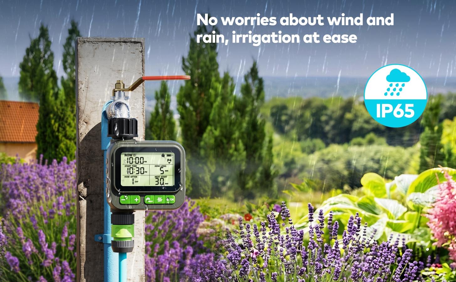 Sprinkler Timer with remote control, Programmable Water Timer for Garden Hose, Outdoor Hose Faucet Timed with 4 Plans/Rain Delay/Automatic Watering controller System, Digital Irrigation for Yard, Lawn