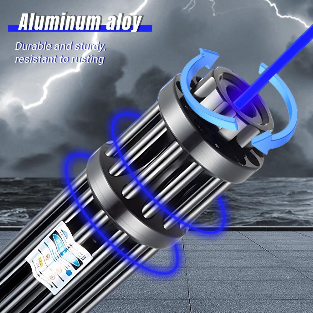 【Back To School Gift】Portable Rechargeable Blue Laser Pointer Pen, Unisex Metal Handheld Outdoor Light with 5 Pattern Heads, Battery Charger for Teachers, Tools and Gadgets Cool Gadgets